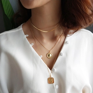 925 sterling silver gold layered necklaces with snake chain and heart embossed pendants