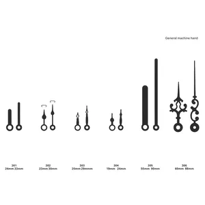 Seis juegos de manecillas de reloj en acero negro de varios tamaños para motores cuarzo