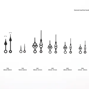Set de 6 manecillas de metal negro para relojes de pared en varios estilos vintage
