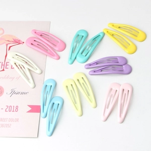 Set of 16 colorful teardrop metal snap hair clips for women in 8 pastel candy colors