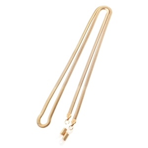 Sleek gold-plated flat snake chain eyewear strap with transparent silicone loop ends