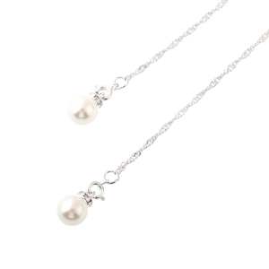 Elegant multi-functional pearl eyewear chain with silver twisted links and crystal accents