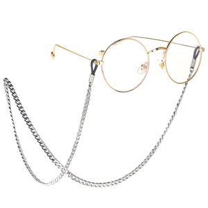 Stainless Steel Glasses Chain For Sunglasses Non-Slip Adjustable Silicone Loops Anti-Lost Curb Link Fashion Eyewear Strap