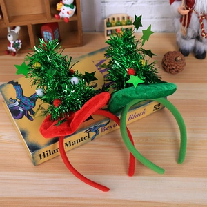 Serre-têtes de sapin de Noël festifs avec paillettes et pompons colorés pour fêtes