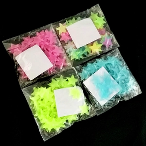 3D glow in the dark fluorescent star wall stickers in mixed colors for home decor