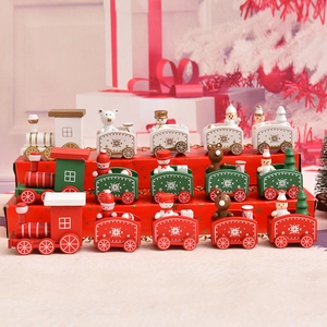 Wooden Christmas Train Ornament Miniature Santa Claus Snowman For Desktop Festive Table Decoration Holiday Gift