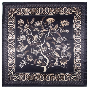 Bohemian Paisley Tree of Life Satin Square Scarf For Women Retro Elegant Head Wrap Luxury Decorative Shawl Fashion Accessories