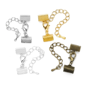 DIY jewelry connector set with lobster clasps and extension chains in four metallic colors