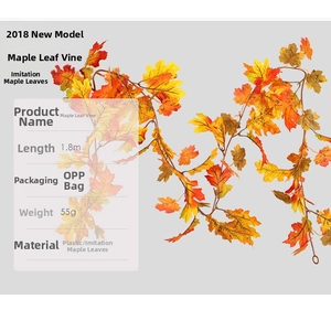 Détail de la guirlande d'érable artificiel de 1,8 m avec textures et couleurs d'automne