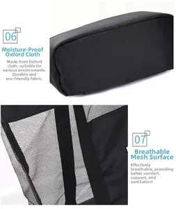Detail view of durable Oxford fabric and breathable mesh material for insulated picnic bag