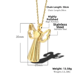 Detailed size specifications for high polished stainless steel angel wing perfume pendant
