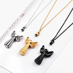Angel wing perfume pendant necklaces in silver gold and black stainless steel colors