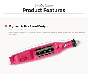 Dettaglio della fresa elettrica per unghie rosa con corpo ergonomico e marcatura CE