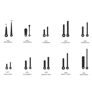 Set de 10 manecillas largas de aluminio negro para relojes de pared de cuarzo surtidas