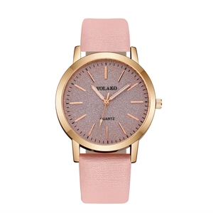 Modische Damenquarzuhr mit rosa Lederarmband und glitzerndem Zifferblatt im Sternendesign