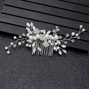 Bridal Hair Comb Elegant Faux Artificial Pearl And Crystal Alloy Wire Wedding Banquet Headpiece For Women