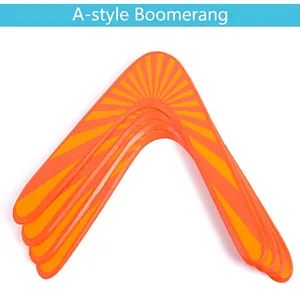 Set di 5 boomerang a V arancioni in legno per sport all'aperto e divertimento