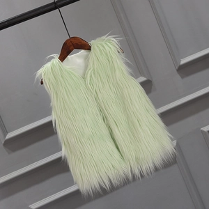 Gilet in ecopelliccia verde menta per bambini, design senza maniche e fodera morbida