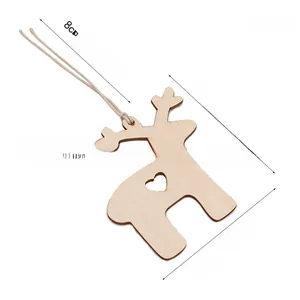 Detailed view of laser-cut wooden elk pendant with heart detail and twine lanyard