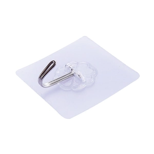 Transparent self-adhesive wall hooks with stainless steel hooks for kitchen and bathroom