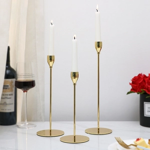 Nordic Metal Taper Candle Holders Minimalist Pillar Stand Wedding Dining Table Decor Modern Home Interior Ornament