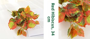 Detailed view of artificial red begonia leaf with natural gradient color and 34cm length