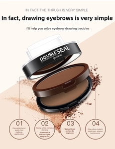 Macro shot of double color eyebrow powder with seal stamp applicator for easy makeup