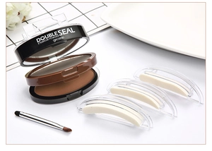 Dual-color eyebrow powder set with stamps and brush for easy makeup application