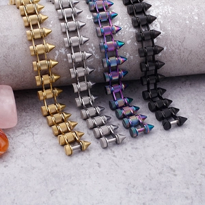Punk style stainless steel bullet spike bracelets for men in gold silver and black colors