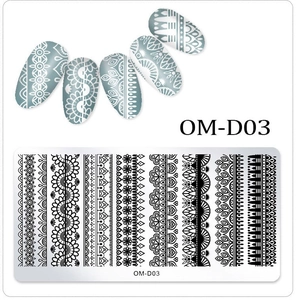 Detailed nail art stamping plate OM-D03 with mandala and lace geometric patterns