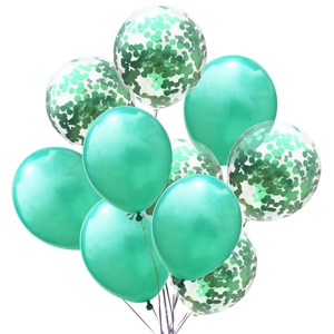 Set of 10 green and confetti latex balloons for wedding and party decorations