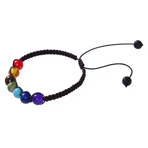 7 Chakras volcanic stone braided bracelet with adjustable cord and colorful energy beads