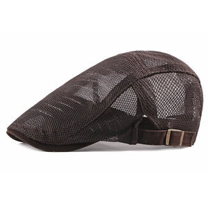 Breathable dark brown mesh ivy cap for men and women featuring adjustable metal buckle