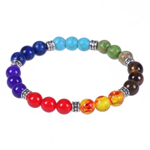 Bracciale Sette Chakra In Pietra Naturale Con Distanziatori In Lega Per Meditazione Yoga Gioielli Colorati
