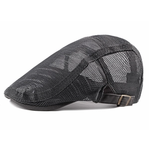 Classic black breathable mesh ivy cap for men and women with adjustable metal buckle back