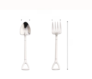 Size chart for 12cm shovel-shaped stainless steel dessert spoon and fork set