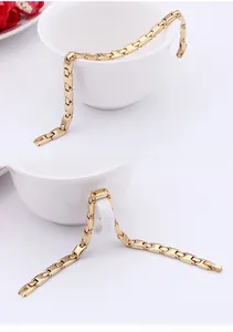 Detailed close-up of polished gold titanium steel link chain with smooth curved segments
