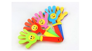 Mani giocattolo colorate in plastica con sorrisi per feste ed eventi speciali