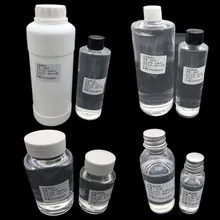 Close-up of 3:1 ratio epoxy resin AB glue bottles in various sizes for DIY silicone molds