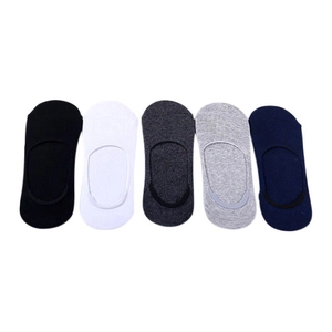Pack de 5 paires de chaussettes invisibles en coton pour hommes en divers coloris unis
