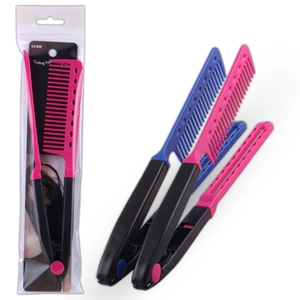 V-Shaped Hair Straightening Comb ABS Plastic Styling Tool Clamp Design Manual Hairdressing Accessory For Home Salon Use