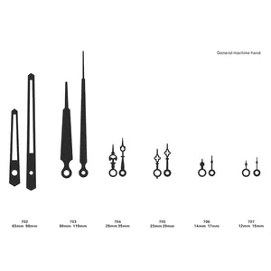 Agujas de reloj de metal negro en seis tamaños de 12mm a 119mm para reparación de pared
