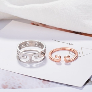 Matching S925 silver rings with Monkey King crown design in silver and rose gold finishes