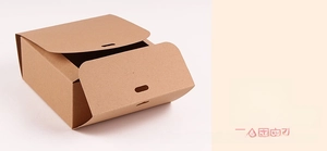 Close-up of assembly step 3 showing brown kraft gift box with oval fixing holes