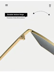 Detailopname van duurzame metalen scharnieren op een gouden rechthoekige zonnebril