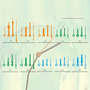 Tabla de tallas para manecillas de reloj 3D con 10 modelos de A52 a A61 en varios colores