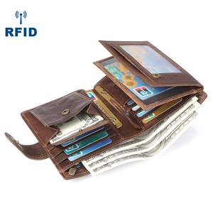 Portafoglio Uomo Vera Pelle Di Mucca Protezione RFID Retro Vintage Business Slot Per Schede Multiple