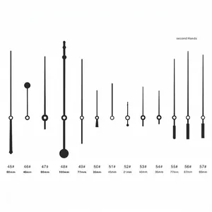 Juego de 13 manecillas de segundos de metal negro para relojes de cuarzo en varios tamaños