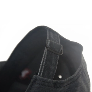 Adjustable washed cotton baseball cap in black with a premium metal strap buckle