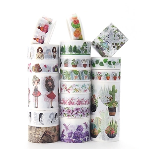Decorative Washi Tapes Washi Paper Floral Succulent Plant Hand Drawn Figures DIY Scrapbooking Planner Journaling Material
